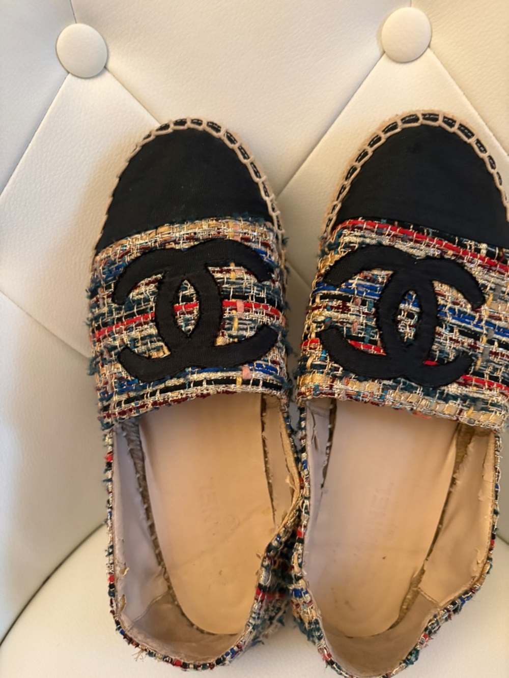 Chanel Black Tweed Flats